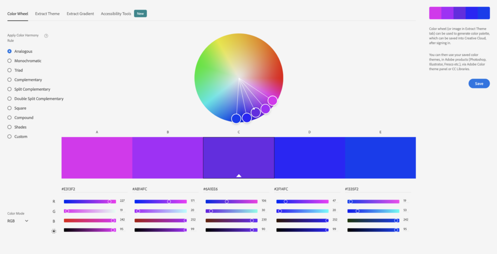 A screenshot of the adobe color wheel.