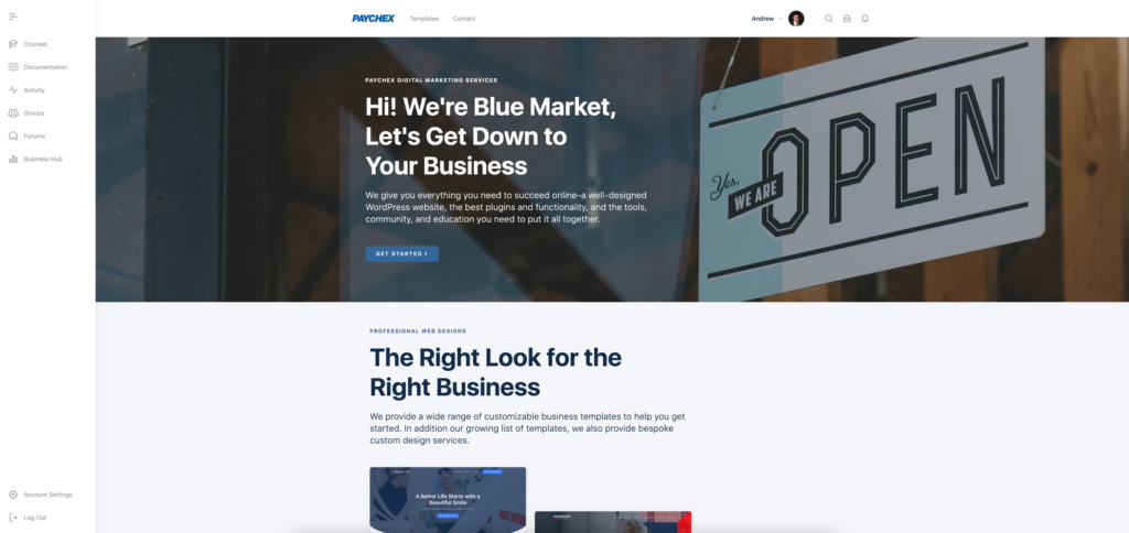 Blue Market Homepage Screenshot